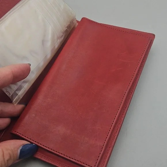 Vintage Coach Wallet Distressed Red Leather Checkbook Holder - Picture 9 of 16